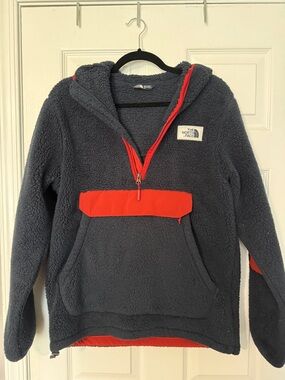 The North Face Navy Sherpa Jacket with Red Trim